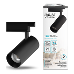 Светильник трековый светодиод 16Вт 4000К 1680Лм 180-220В IP20 65*206мм черный линза 36º Gauss цилиндр 1/40