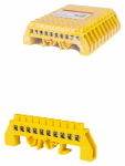 Шина "PE" "земля" в желтом изоляторе на DIN-рейку 8x12мм 10 групп TDM Шина "PE" "земля" в желтом изоляторе на DIN-рейку 8x12мм 10 групп TDM