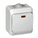 Выкл 1-клавиш. с подсветкой LED в сборе 10А 220-250В о/у серый матовый IP44 SE Этюд Выкл 1-клавиш. с подсветкой LED в сборе 10А 220-250В о/у серый матовый IP44 SE Этюд