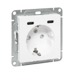 Розетка с USB-C - 2шт, 16А, с З/К со шторками, белый Эпика EKF