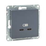 Механизм розетки USB-C - 2шт, графит Эпика EKF