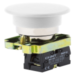 Кнопка управления "Грибок" Φ40мм самовозв. NP2-BC12 без подсветки, белая 1НЗ, IP40  CHINT (1)