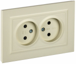 Розетка 2гн без З/К шторки с/у крем в сборе 10А РСш12-2-БрКр BRITE IEK (10/100)