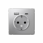 Розетка 1гн c З/К+2хUSB typeА+ typeС с/у алюминий механизм 16А ArtGallery Systeme Electric (1/8/16)