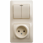 Блок 2кл с подсв + 1гн без З/К с/у крем Glossa Systeme Electric