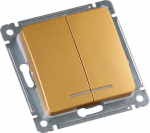Выкл 2-клавиш. с подсветкой LED мех-м с накладкой 10А 250В с/у золото глянц. IP20 HEGEL Выкл 2-клавиш. с подсветкой LED мех-м с накладкой 10А 250В с/у золото глянц. IP20 HEGEL