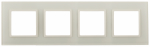 Рамка для розеток и выключателей ЭРА Elegance 14-5104-02 на 4 поста, стекло, слоновая кость+сл. кость, белое основание