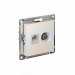 Розетка 2гн комп+ТВ RJ45+TV с/у жемчуг механизм кат.5е AtlasDesign Systeme Electric (1/10)