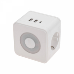 Двойник 2гн с з/к 16А + 2хUSB-A 2,4А + USB Type-C 3А Куб с ночной подсветкой, белый REXANT