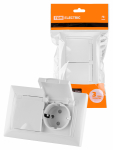 Розетка двойная 2П+З 16А 250В IP44 с защ. шт. с крышкой белая "Лама" TDM Розетка двойная 2П+З 16А 250В IP44 с защ. шт. с крышкой белая "Лама" TDM