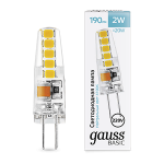 Лампа Gauss Basic G4 AC220-240V 2W 190lm 4100K силикон LED 1/20/200