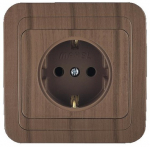 Розетка 1гн с З/К с/у орех Makel