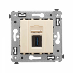USB 3.0 розетка одинарная в стену, тип А-А, "Avanti", "Ванильная дымка" USB 3.0 розетка одинарная в стену, тип А-А, "Avanti", "Ванильная дымка"