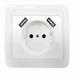 Розетка 1гн без З/К+2хUSB с/у белый 16А 2147 CLASSICO IN HOME (1/10/200)