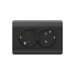 (NEW3-E) Розетка с/з со шторками двойная, 16А, черный CHINT (1)