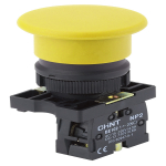 Кнопка управления "Грибок" Φ40мм самовозв. NP2-EC52 без подсветки, желтая 1НЗ, IP40  CHINT (1)