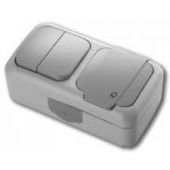 Блок 2кл + 1гн с 3/К с крыш. о/у серый IP54 Palmiye Viko (1/10/60) Блок 2кл + 1гн с 3/К с крыш. о/у серый IP54 Palmiye Viko (1/10/60)