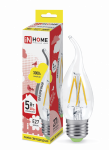 Лампа светодиод 5Вт свеча на ветру Е27 3000К 450Лм филамент прозр deco IN HOME (10/50) Лампа светодиод 5Вт свеча на ветру Е27 3000К 450Лм филамент прозр deco IN HOME (10/50)