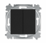 Выключатель 2-клавишный, Levit, антрацит/дымчатый чёрный