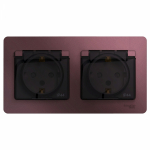 Розетка 2гн с З/К с крыш. шторки с/у баклажан в сборе 16А IP44 Glossa Systeme Electric (1/10/60)