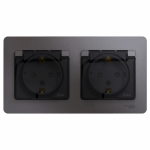 Розетка 2гн с З/К с крыш. шторки с/у графит в сборе 16А IP44 Glossa Systeme Electric (1/10/60)