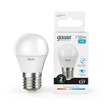 Лампа светодиод 10Вт Шар Е27 4100К 730Лм матовая Gauss Elementary (1/10/100) Лампа светодиод 10Вт Шар Е27 4100К 730Лм матовая Gauss Elementary (1/10/100)