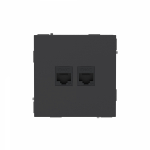 Компьютерная розетка RJ-45 без шторки, кат.6А двойная, KANT, черный уголь Компьютерная розетка RJ-45 без шторки, кат.6А двойная, KANT, черный уголь