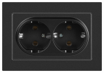 Розетка Intro Accent 6-205-07 , 2X2P+E Schuko, 16А-250В, IP20, СУ, AL/CU, графит Розетка Intro Accent 6-205-07 , 2X2P+E Schuko, 16А-250В, IP20, СУ, AL/CU, графит