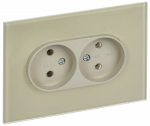 Розетка 2гн без З/К с/у стекло крем в сборе для плоской вилки 10А SK-R03B SKANDY IEK (1/10/100)