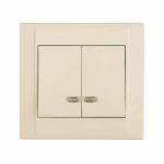 Выключатель 2кл с подсв с/у крем IP20 Defne Makel (1/12/120)