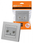 Розетка телефонная RJ11 + компьютерная RJ45 серебр. металлик "Сенеж" TDM Розетка телефонная RJ11 + компьютерная RJ45 серебр. металлик "Сенеж" TDM