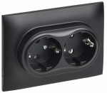 Розетка 2гн с З/К с/у черный в сборе 16А SK-R08Bl SKANDY IEK (1/10/100)