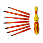 Набор диэлектрических отверток 7+1, динамометрическая рукоятка 1-5 Nm, SHTOK.