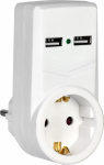Адаптер Т-01/01 1 место 2P+PE 16А 2хUSB 2,1A белый IEK (1/20/100)