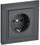 Розетка 1гн с З/К шторки с/у графит в сборе 16А РСР14-1-0-БрГ BRITE IEK (10/100)