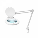 Лупа на струбцине круглая настольная 5Х с подсветкой 108 LED, белая REXANT (1/1/4)