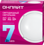 Светильник ОНЛАЙТ 61 193 OBL-R1-7-6.5K-WH-IP65-LED