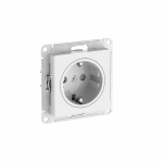 ATLASDESIGN ART РОЗЕТКА с заземлением со шторками, 16А, механизм, БЕЛЫЙ