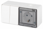 Блок розетка с выключателем ЭРА Эксперт 11-7502-01 двойной IP55, 16A(10AX)-250В, ОУ, белый Блок розетка с выключателем ЭРА Эксперт 11-7502-01 двойной IP55, 16A(10AX)-250В, ОУ, белый