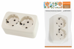 Розетка 2гн с З/К о/у крем 16А IP20 Дача Народная
