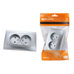 Розетка 2гн без З/К с/у серебряный металлик 10А Лама TDM Розетка 2гн без З/К с/у серебряный металлик 10А Лама TDM