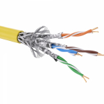 Кабель витая пара кат. 7 экранированный, S/FTP, 4 пары, нг(А)-LSLTx, цвет внешней оболочки желтый, катушка 500 м Кабель витая пара кат. 7 экранированный, S/FTP, 4 пары, нг(А)-LSLTx, цвет внешней оболочки желтый, катушка 500 м