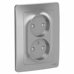 Розетка 2гн без З/К шторки с/у алюминий 16А Blanca Systeme Electric