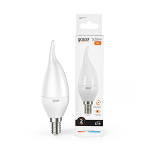 Лампа светодиод 8Вт Свеча на ветру Е14 3000К 520Лм матовая Gauss Elementary (1/10/50) Лампа светодиод 8Вт Свеча на ветру Е14 3000К 520Лм матовая Gauss Elementary (1/10/50)