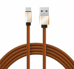 Кабель USB-Type-C 2 A, 1 м, коричневая кожаная оплетка REXANT