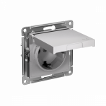 ATLASDESIGN РОЗЕТКА с заземл. со шторк. с крышкой, 16А, IP20, механизм, АЛЮМИНИЙ