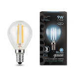 Лампа светодиод 9Вт Шар Е14 4100К 710Лм филамент прозр Gauss Black Filament (1/10/50) Лампа светодиод 9Вт Шар Е14 4100К 710Лм филамент прозр Gauss Black Filament (1/10/50)