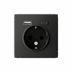 Розетка 1гн c З/К+2хUSB typeА+ typeС с/у базальт механизм 16А ArtGallery Systeme Electric (1/8/16)