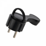 Вилка угловая с З/К черная плоская за шкаф Евро 16А REXANT