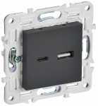 Розетка 2гн USB+USB A+C с/у графит механизм 18Вт SK-R13G SKANDY IEK (1/10/100)